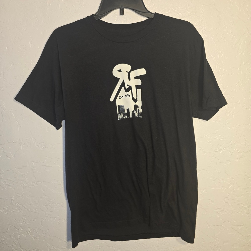 Rokfit Athletic Streetwear T-Shirt Large Men Black Skyline Graphic Tee